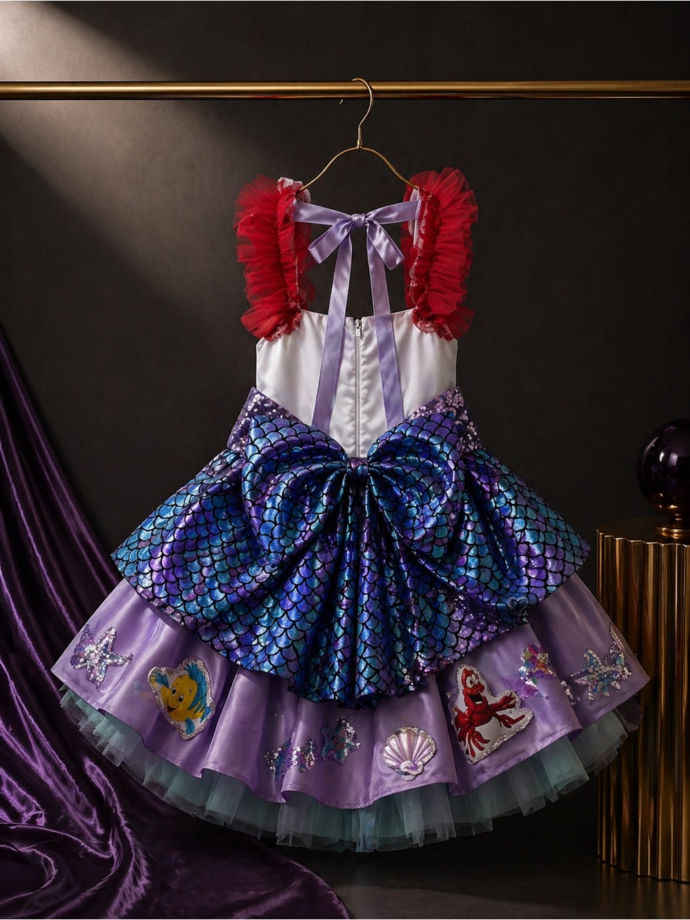 Kids Mermaid Dress Size 8 Luxury Tutu Costume Purple Aqua - Picture 5 of 16